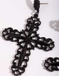 Black Filigree Cross Earrings - link has visual effect only