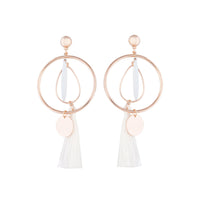 White Rose Gold Feature Hoop Tassel Earrings - link has visual effect only