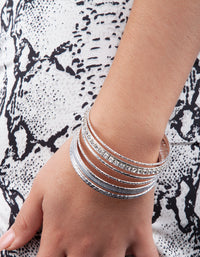 Silver Cup Chain Glitter Multi Bangle - link has visual effect only