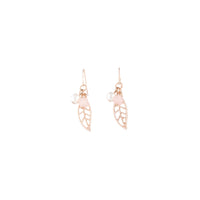 Rose Gold Pink Bead Leaf Drop Earrings - link has visual effect only