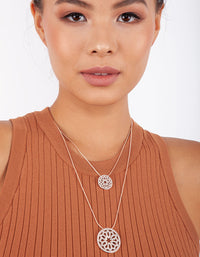 Rose Gold Double Row Circle Diamante  Necklace - link has visual effect only