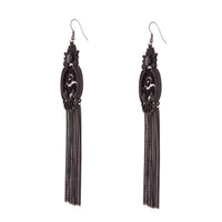 Black Lace Chain Tassel Earrings - link has visual effect only