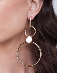 Gold Double Ring Stick Drop Earrings - link has visual effect only
