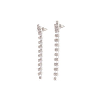 Silver Long Double Row Diamante Drop Earrings - link has visual effect only
