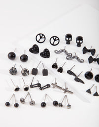 Black Mismatch Bowtie Earring 20 Pack - link has visual effect only