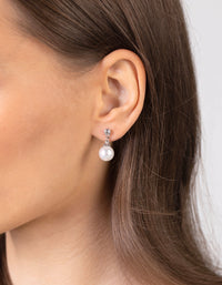 Small Diamante Pearlised Bead Drop Earrings - link has visual effect only