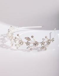 Silver Fine Floral Pearl Headband - link has visual effect only