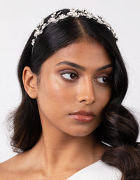 Silver Fine Floral Pearl Headband - link has visual effect only
