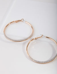 Gold Flat Edge Hoop With Glitter Trim Detail - link has visual effect only