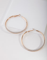 Gold Flat Edge Hoop With Glitter Trim Detail - link has visual effect only