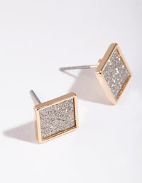 Gold Glitter Paper Inlay Square Earrings - link has visual effect only