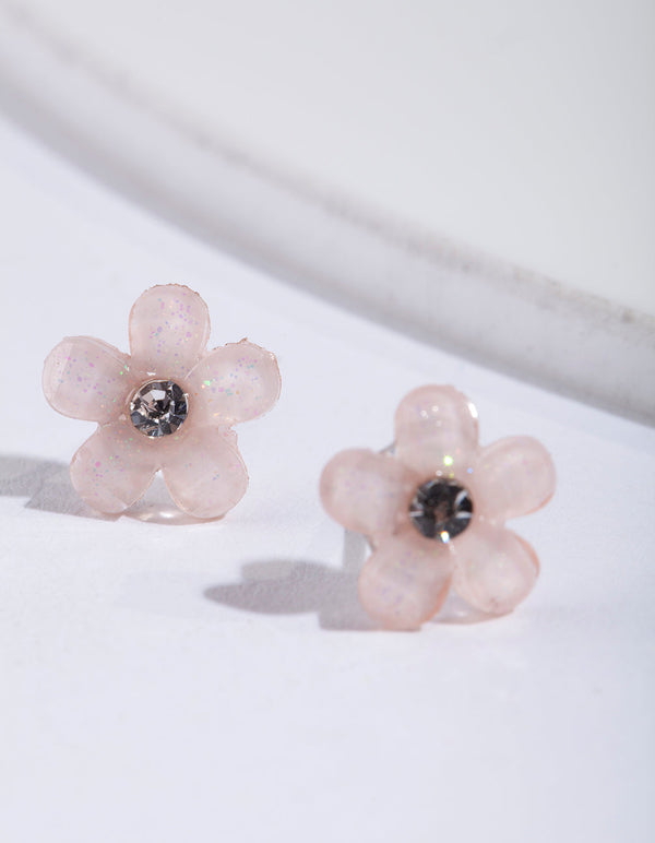 Pink Pretty Flower Stud Earrings