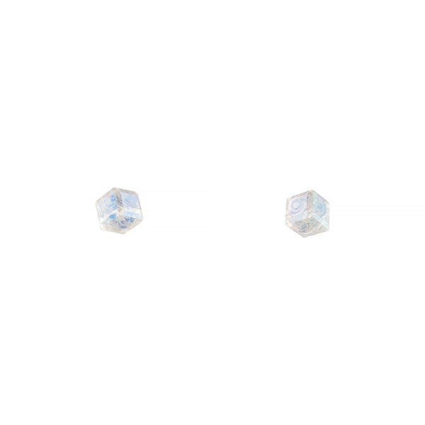 Clear Gem 3D Cube Stud Earrings