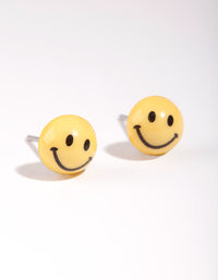 Yellow Mini Smiley Stud Earrings - link has visual effect only