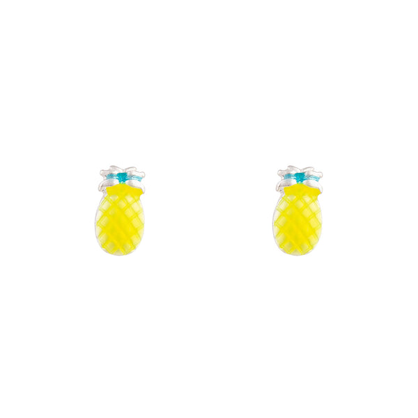 Yellow Bright Pineapple Stud Earrings