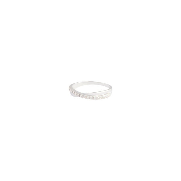 Sterling Silver Diamante Crossover Band Ring