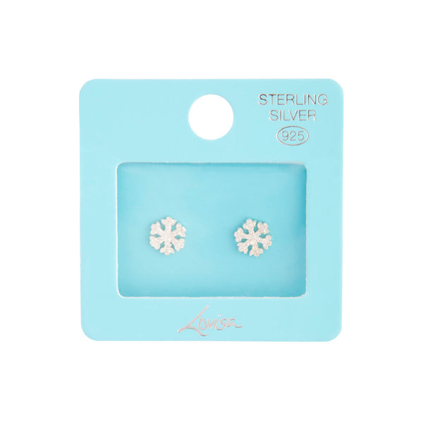 Sterling Silver Diamante Snowflake Stud Earrings