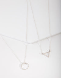Sterling Silver Open Triangle Circle Necklace 2 Pack - link has visual effect only