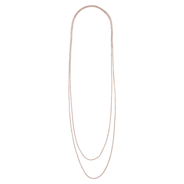 Rose Gold Diamante Cup Chain Multi-Row Long Necklace