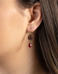 Red Crystal Flower Facet Earrings - link has visual effect only