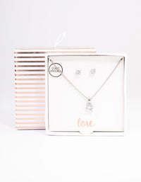 Rhodium Earrings & Necklace Gift Box - link has visual effect only