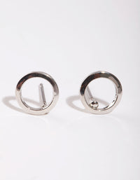 Rhodium Mini Open Circle Stud Earrings - link has visual effect only