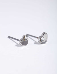 Rhodium Mini Dia Heart Stud Earrings - link has visual effect only