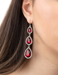 Red Teardrop Diamante Drop Earring - link has visual effect only