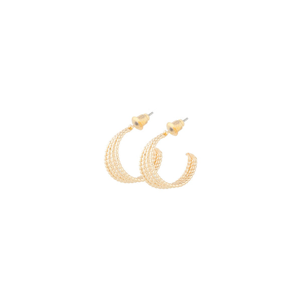 Gold Four Row Diamond Cut Hoop Earrings