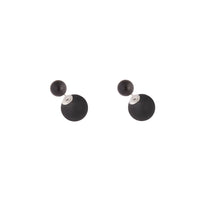 Rhodium Black Round Sandwich Stud Earrings - link has visual effect only