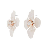 White Matte Metal Orchid Stud Earrings - link has visual effect only