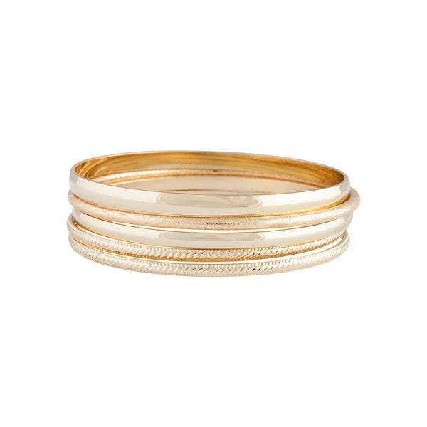 Gold Texture Metal Bangle Pack