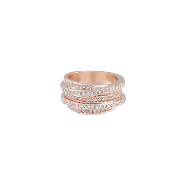 Rose Gold Solid Band Diamante Embellished Ring
