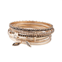 Gold Etched Coin Charm Bangle Pack - link has visual effect only