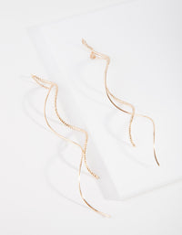 Gold Double Wave Thread-Through Earrings - link has visual effect only