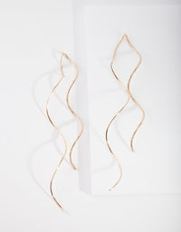 Gold Double Wave Thread-Through Earrings - link has visual effect only
