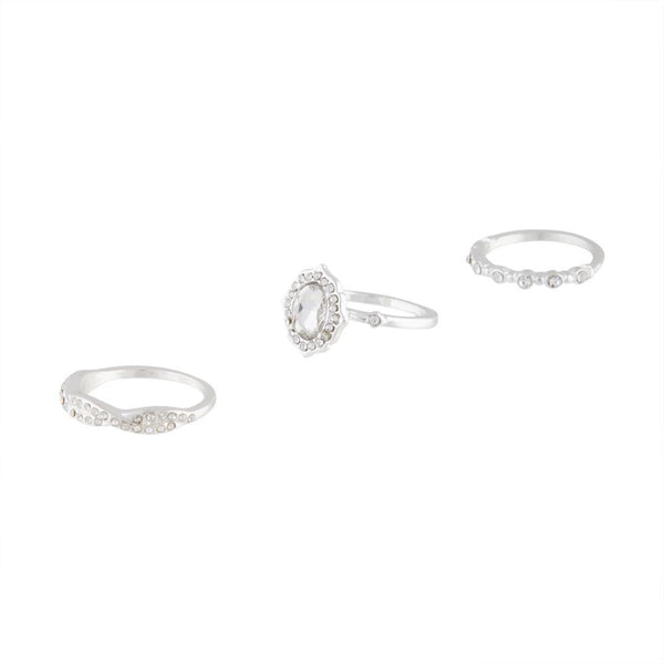 Silver Diamante Engagement Ring Stack Pack