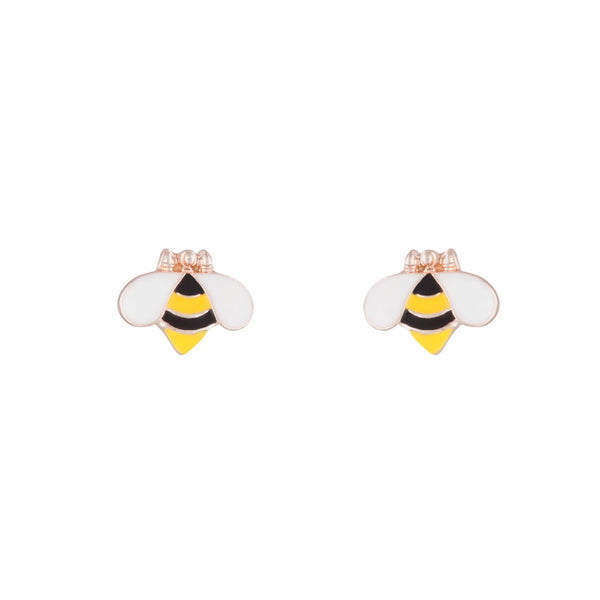 Rose Gold Bumblebee Stud Earrings