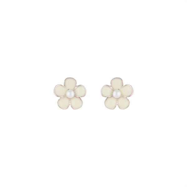 Flower Daisy White Stud Earrings