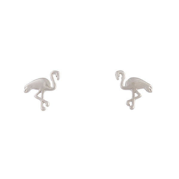 Rhodium Flamingo Stud Earrings