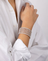 Silver Diamante Arrow Chain Cuff Bracelet - link has visual effect only