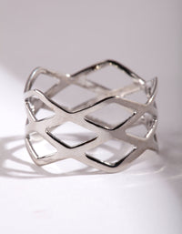 Rhodium Multi Cross Over Ring - link has visual effect only