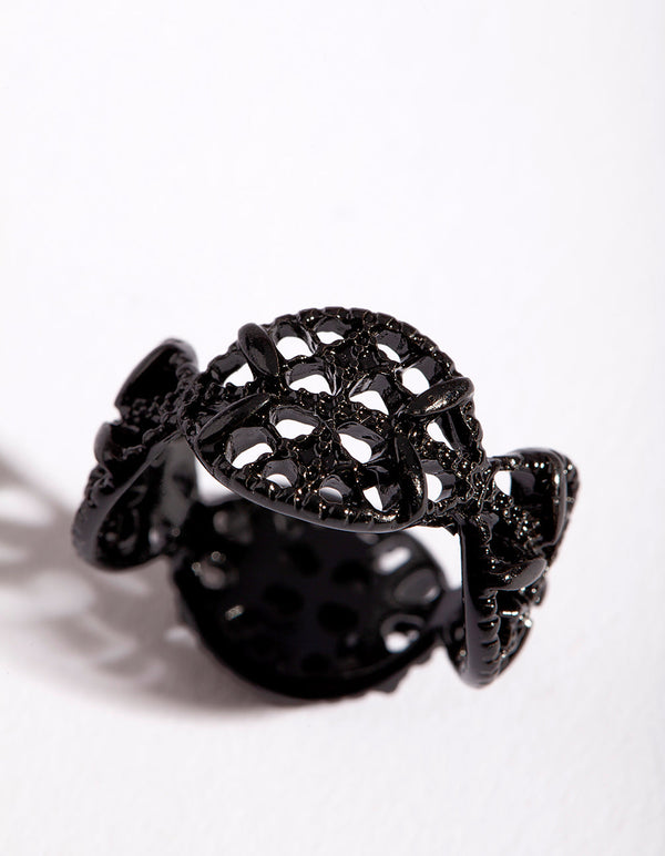 Coated Metal Lace Detail Ring