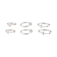 Silver Faux Body Rings 6-Pack - link has visual effect only