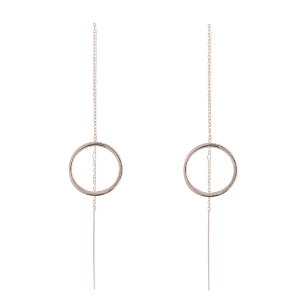Sterling Silver Open Circle Thread-Through Earrings