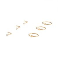 Shiny Gold Ball Nose Ring Stud 6 Pack - link has visual effect only