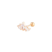 Rose Gold Surgical Steel Cubic Zirconia Navette Fan Barbell Earrings - link has visual effect only