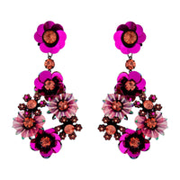 Purple Gunmetal Sequin Flower Statement Earrings - link has visual effect only