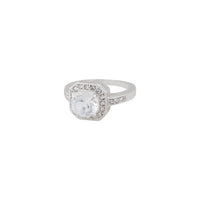 Silver Tone Cushion Setting Diamante Ring - link has visual effect only