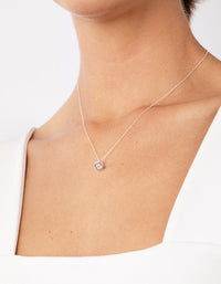 Sterling Silver Square Cubic Zirconia Necklace - link has visual effect only